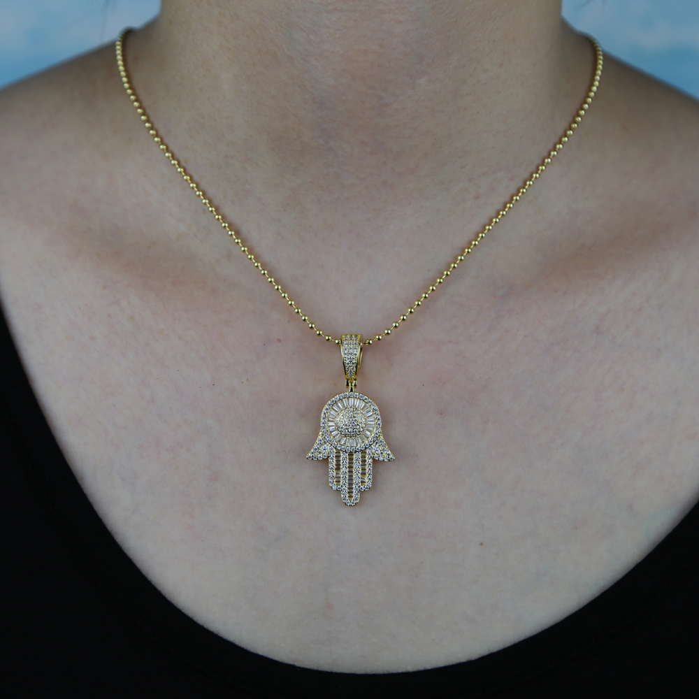 Eyes of the angel Fatima choker Necklace bead Chain Hip Hop Full Iced Out Cubic Zirconia Gold Sliver color Crystal Choker Jewelry