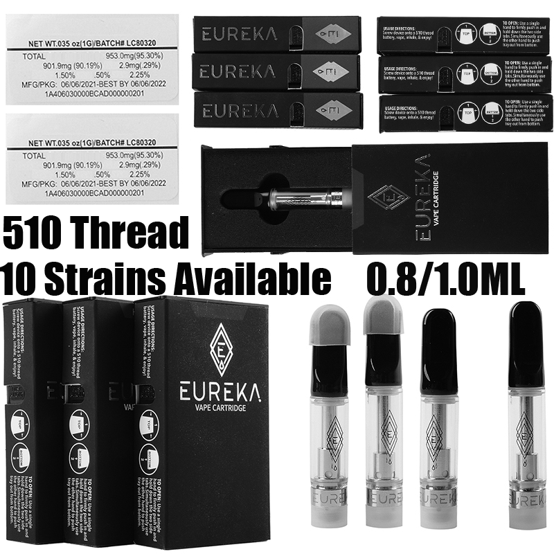 10 Strains Eureka Vape Cartridges 0.8ML 1.0ML Atomizers Oil Carts Ceramic Tip Dab Wax Cartridge Packaging E Cigarettes Th205 Glass Tank Thick 510 Thread Empty
10 Strains Eureka Vape Cartridges 0.8ML 1.0ML Atomizers Oil Carts Ceramic Tip Dab Wax Cartridge Packaging E Cigarettes Th205 Glass Tank Thick 510 Thread Empty