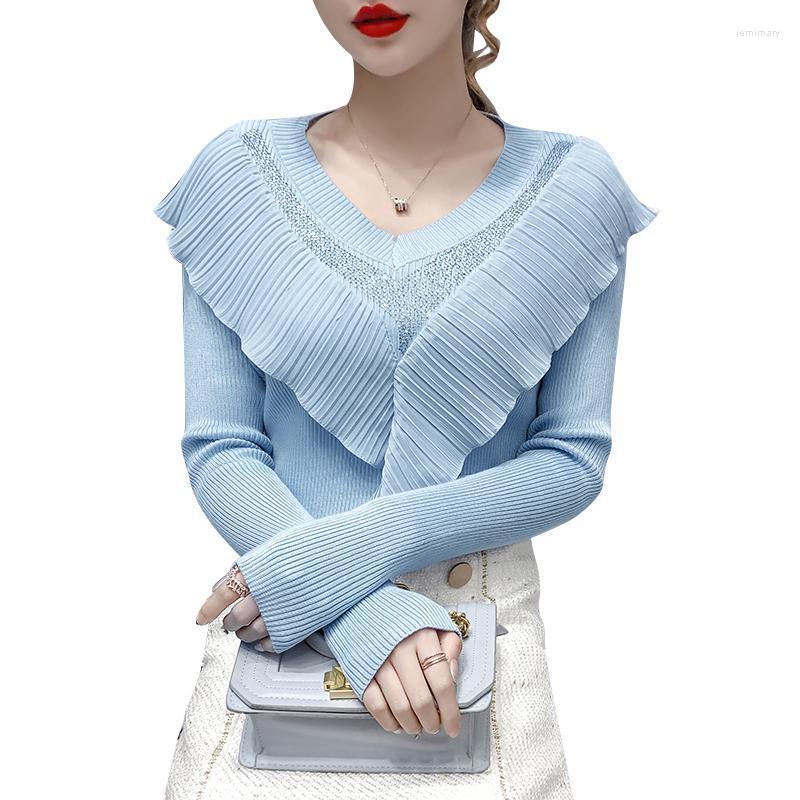 Women' Sweaters Thin Sweater Spring And Autumn Style V-neck Ruffled Rhinestone Fashion Long-sleeved Top Jemi22, Black
Women' Sweaters Thin Sweater Spring And Autumn Style V-neck Ruffled Rhinestone Fashion Long-sleeved Top Jemi22, Black