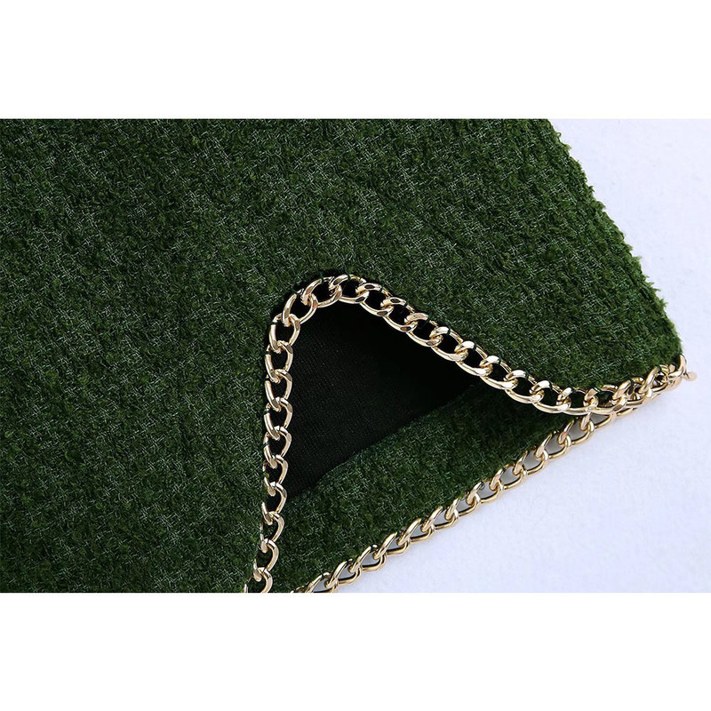 Willshela Women Fashion Mini Skirt with Chain Detail High-waist Front Slit Hem Invisible Back Zipper Chic Lady Woman Short 220322