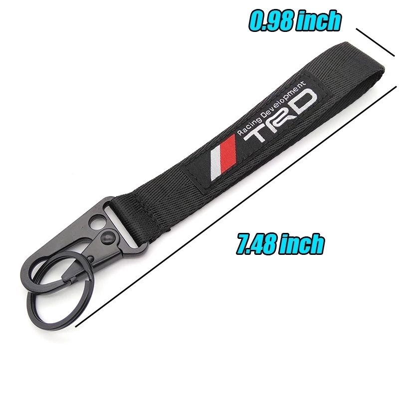 3 Colors JDM Racing Sport Emblem Car Seat Belt Material Nylon Cloth Keychain Embroidery Stitching Metal Eagle Beak Key Ring 220411