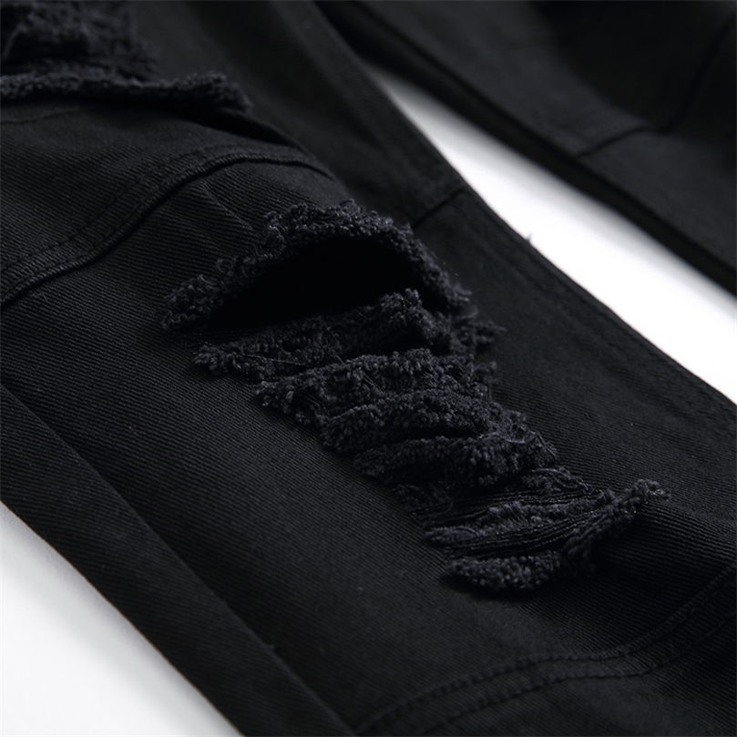 Jeans Pria Berjumbai Celana Fashion Muda Lurus Kecil Elastis Mikro Trendi Empat Musim untuk Pria Ukuran Besar 220817