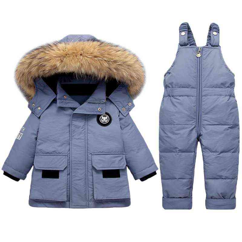 Boy Winter Set Warm Children Down Coat Fur Collar Girl Parka Suit Thicker Snowsuit Baby Jumpsuit Boys Coat Clothes 1-4Y J220718