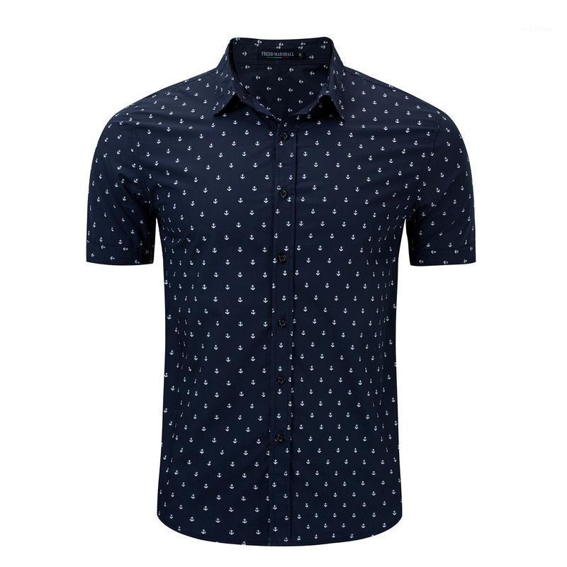 Spring Summer Style Men' European American Large Size Pure Cotton Fashion Shirt Printed Anchor Short-sleeved Casual Shirts, Dark blue
Spring Summer Style Men' European American Large Size Pure Cotton Fashion Shirt Printed Anchor Short-sleeved Casual Shirts, Dark blue