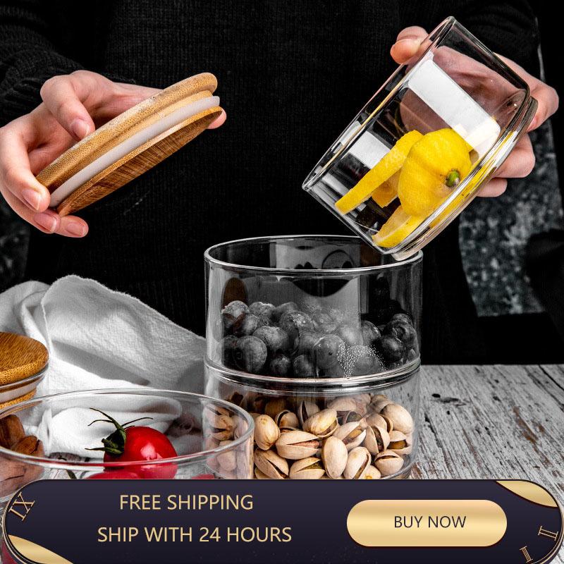 Storage Bottles & Jars Glass Food Jar Sealed Moisture-Proof Multi-Grain Container Stacked Multi-Layer Kitchen Refrigerator Fruit Salad Bowl
Storage Bottles & Jars Glass Food Jar Sealed Moisture-Proof Multi-Grain Container Stacked Multi-Layer Kitchen Refrigerator Fruit Salad Bowl
