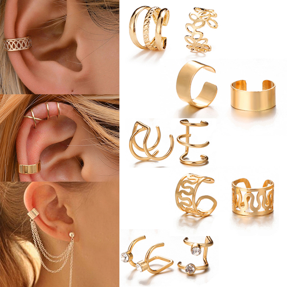 14K Gold Leaves Ear Cuff Black Non-Piercing Ear Clip Earrings for Women Men Fake Cartilage Trend Jewelry Simple Criss Cross Double Lines Adjustable
14K Gold Leaves Ear Cuff Black Non-Piercing Ear Clip Earrings for Women Men Fake Cartilage Trend Jewelry Simple Criss Cross Double Lines Adjustable