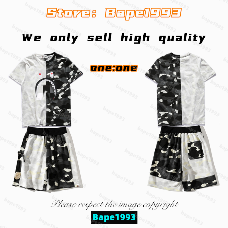 High Quality Apes Mens t-Shirts & Shorts Sets Japan Shark B ape head Galaxy spots luminous camo co-branded same style for men and women designer New tshirt set B1993 TZD2-2, 1 button
High Quality Apes Mens t-Shirts & Shorts Sets Japan Shark B ape head Galaxy spots luminous camo co-branded same style for men and women designer New tshirt set B1993 TZD2-2, 1 button