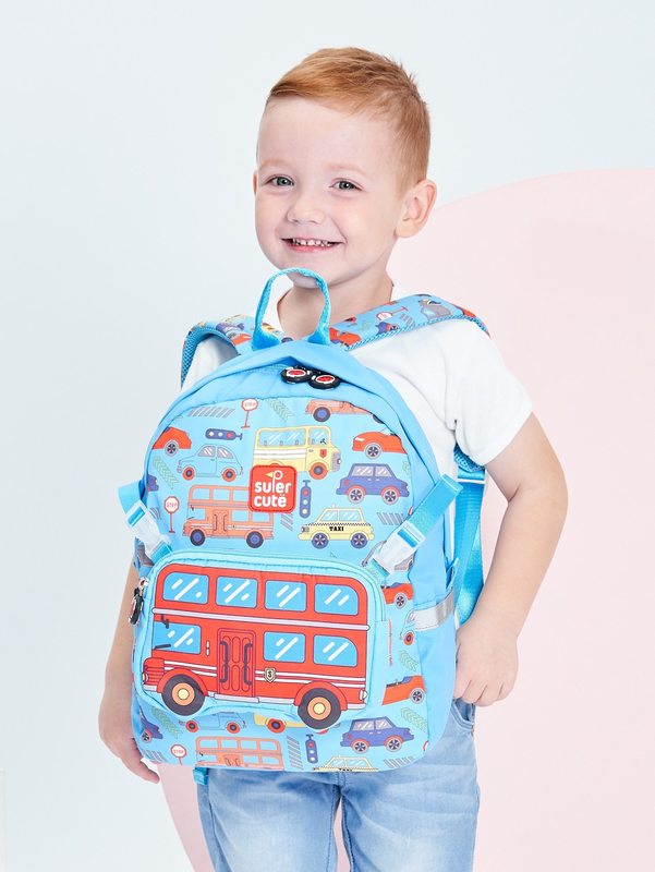 Boys Car Print Functional Backpack With Coin Purse SHE