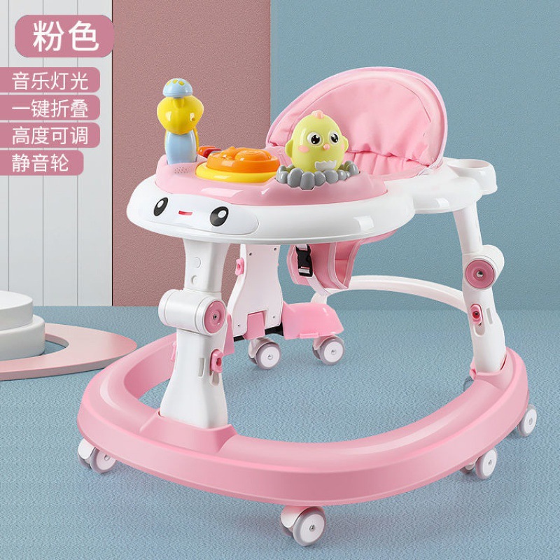 Baby Walker with 6 Mute Rotating Wheels Anti Rollover Multifunctional Child Walker Seat Walking Aid Assistant Toy 976 D3