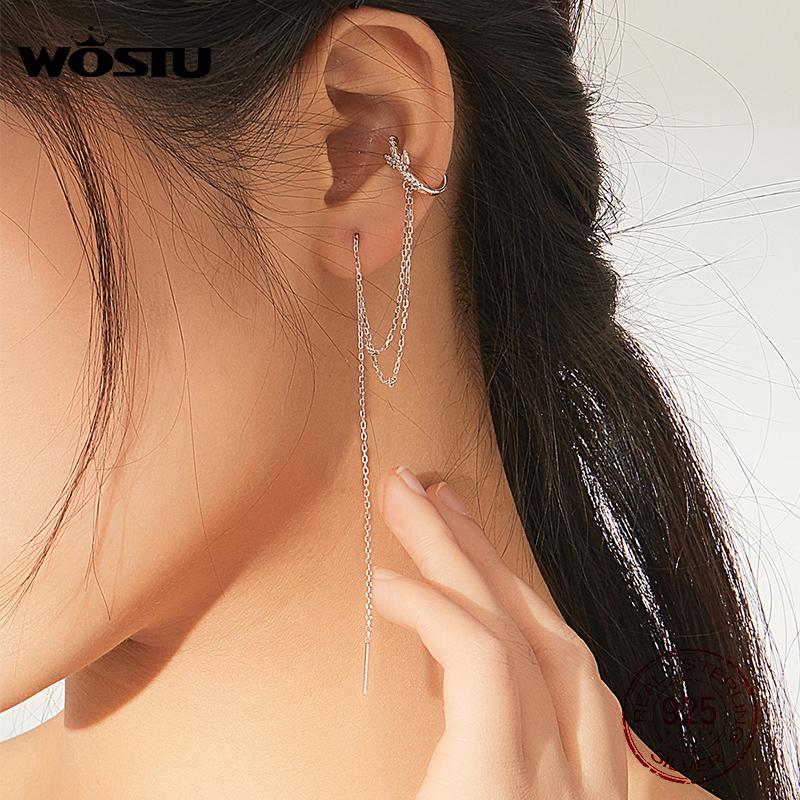 Clip-on & Screw Back 1 Pcs Ear Cuff Clip Earrings 925 Sterling Silver Minimalist Long Chain CZ For Women Unique Fashion Jewelry CTE363Clip-o
Clip-on & Screw Back 1 Pcs Ear Cuff Clip Earrings 925 Sterling Silver Minimalist Long Chain CZ For Women Unique Fashion Jewelry CTE363Clip-o
