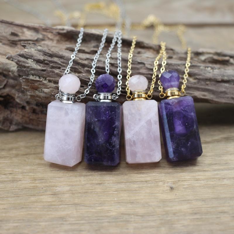 Pendant Necklaces Rectangle Amethysts Essential Oil Vial Natural Gems Rose Quartzs Perfume Bottle Charms Women Jewelry QC1057Pendant
Pendant Necklaces Rectangle Amethysts Essential Oil Vial Natural Gems Rose Quartzs Perfume Bottle Charms Women Jewelry QC1057Pendant