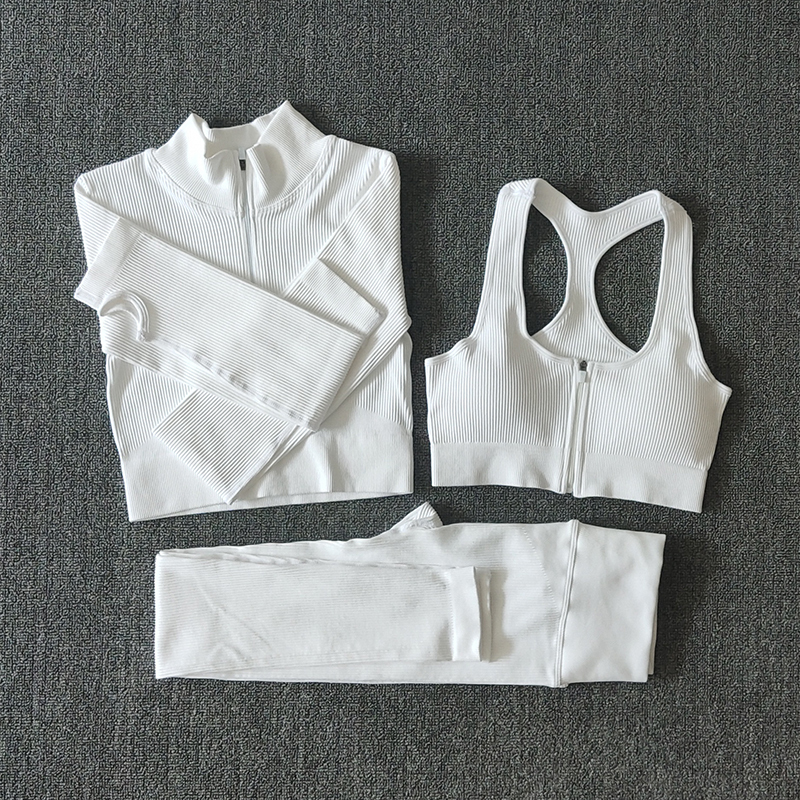 Seamless Yoga Set Zipper Long Sleeve Sport Suit Drawstring High Waist Gym Leggings Workout Clothes For Women Sportswear 220428