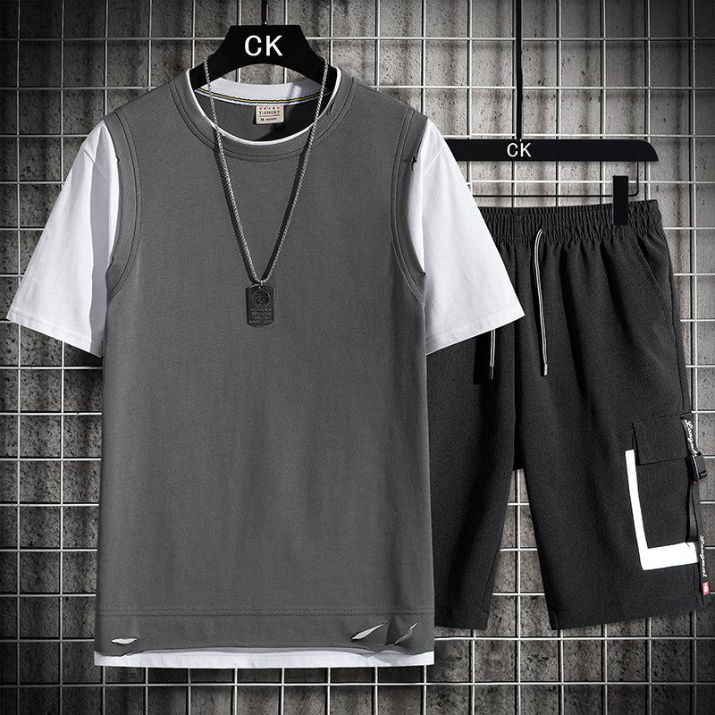 Men's Tracksuits National Fashion Loose Round Neck Cotton T-shirt With Two-piece Pants Simple Color Matching Men's Sports And Leisure Tw, Black
Men's Tracksuits National Fashion Loose Round Neck Cotton T-shirt With Two-piece Pants Simple Color Matching Men's Sports And Leisure Tw, Black