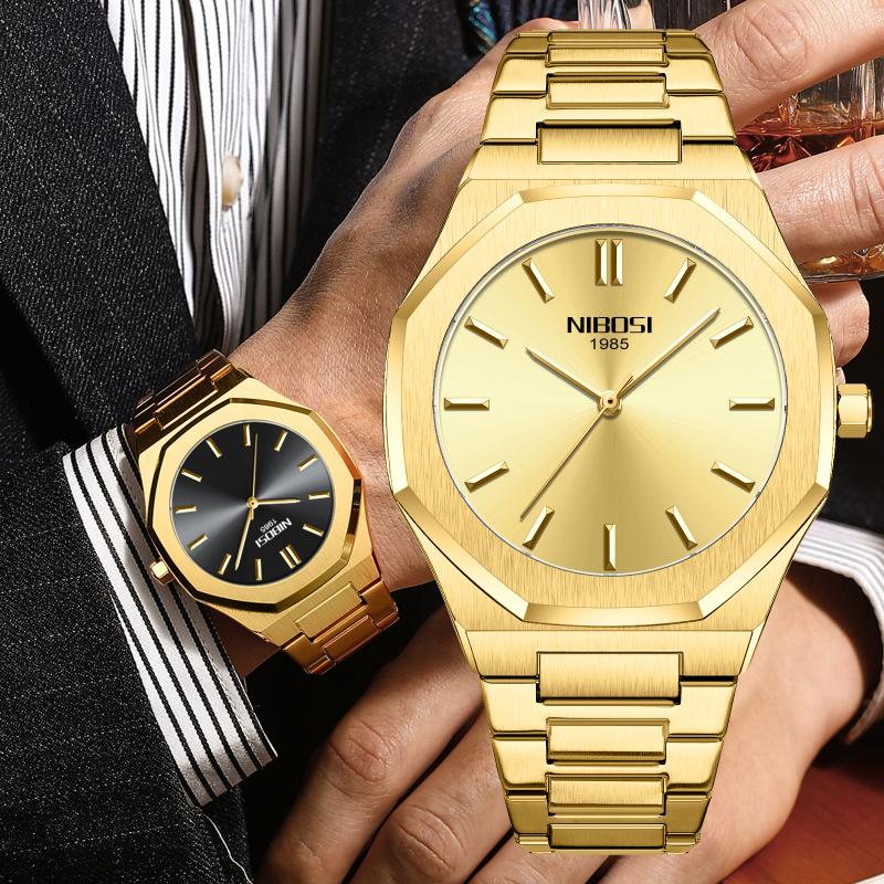 Wristwatches NIBOSI Top Watch For Men Fashion Gold Waterproof Casual Quartz Watches Stainless Steel Clock Mens Relogio Masculin
Wristwatches NIBOSI Top Watch For Men Fashion Gold Waterproof Casual Quartz Watches Stainless Steel Clock Mens Relogio Masculin