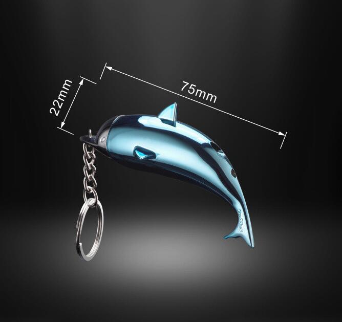 Newest Dolphin Shaped Fire Lighter Keychain Ring Inflatable No Gas Metal Cigar Butane Cigarette Flame Lighters Smoking Tool Home Decorative W260202