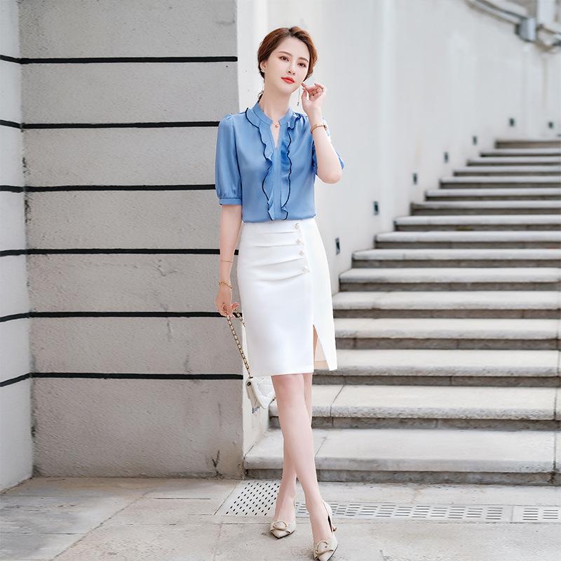 Women' Blouses & Shirts Female Pink Shirt Design Niche 2022 Spring And Summer Korean High End Fashion Temperament Middle Sleeve CHIFFON SIL, White skirt
Women' Blouses & Shirts Female Pink Shirt Design Niche 2022 Spring And Summer Korean High End Fashion Temperament Middle Sleeve CHIFFON SIL, White skirt