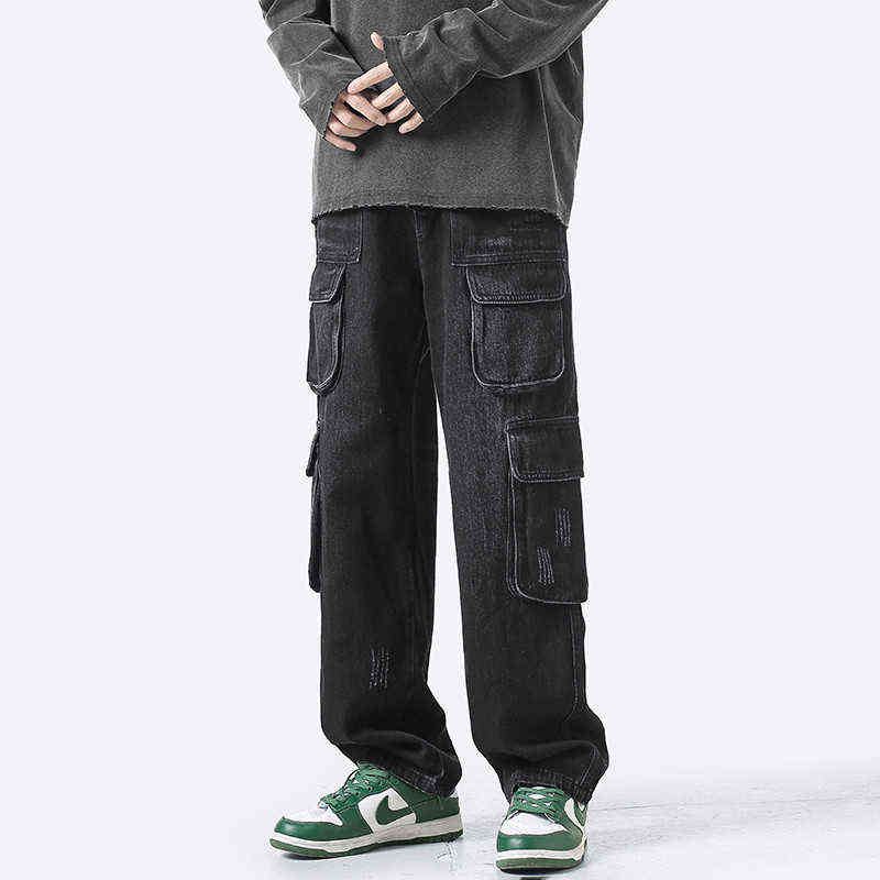 Blue Black Baggy Cargo Jeans Men Fashion Casual Pocket Jeans Men Streetwear Hip Hop Loose Straight Denim Pants Mens Trousers T220727
Blue Black Baggy Cargo Jeans Men Fashion Casual Pocket Jeans Men Streetwear Hip Hop Loose Straight Denim Pants Mens Trousers T220727
