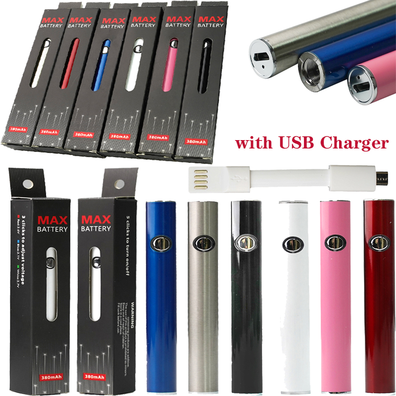 Wholesale Max Battery 380mAh 510 Thread Variable Voltage Bottom Charge Preheating With USB Charger Charging For Thick Oil Vape Carts
Wholesale Max Battery 380mAh 510 Thread Variable Voltage Bottom Charge Preheating With USB Charger Charging For Thick Oil Vape Carts