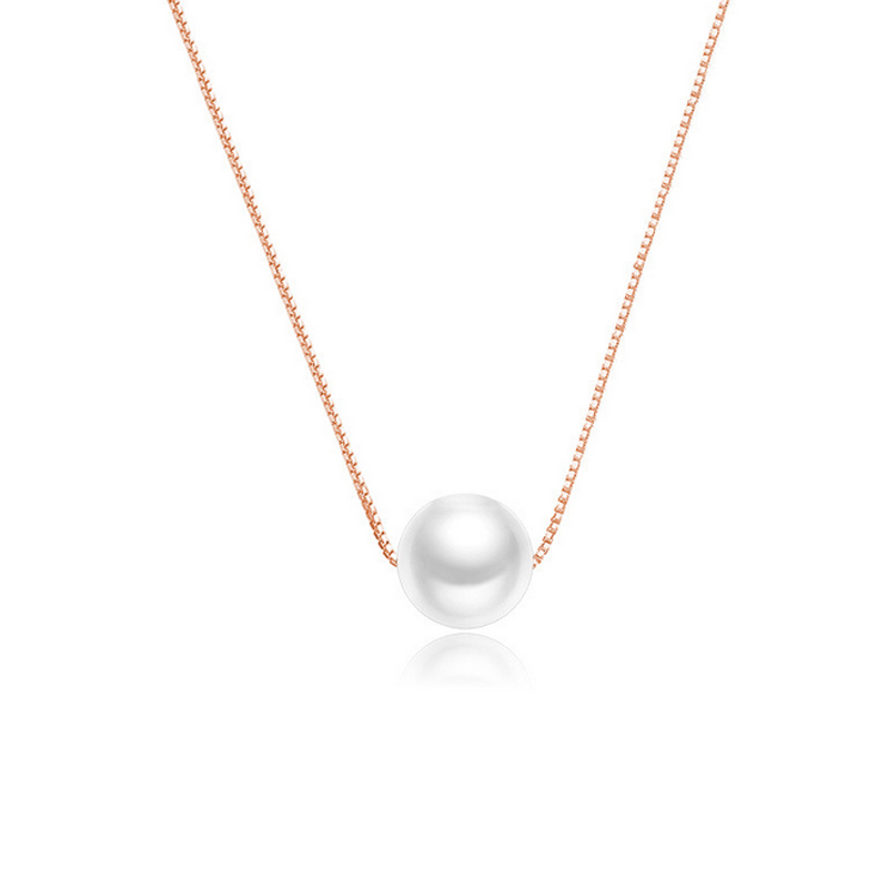 925 Sterling Silver Pearl Clavicle Chain Necklace Simple Style Women Short Chain Necklaces Gift for Love Girlfriend