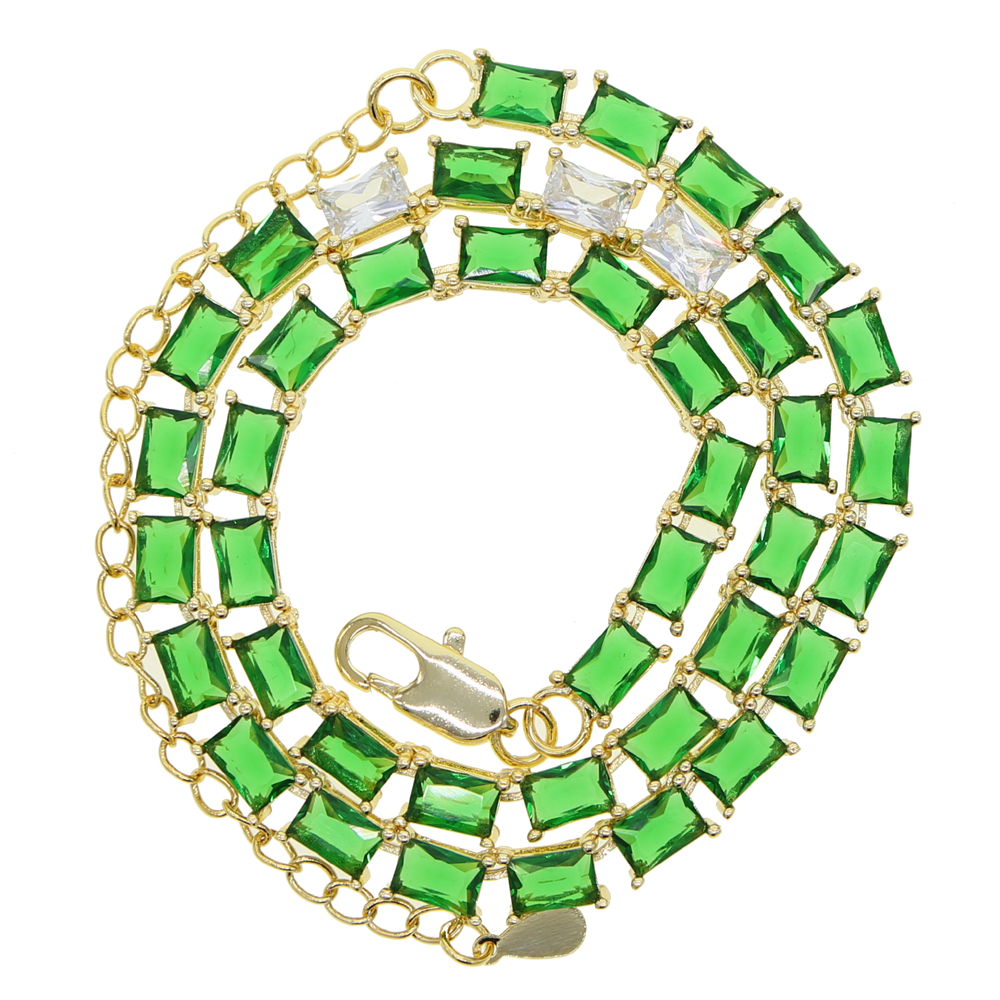 Tennis Chain Choker: Cubic Zirconia Emerald Green Choker Necklace Sier Jewelry for Women