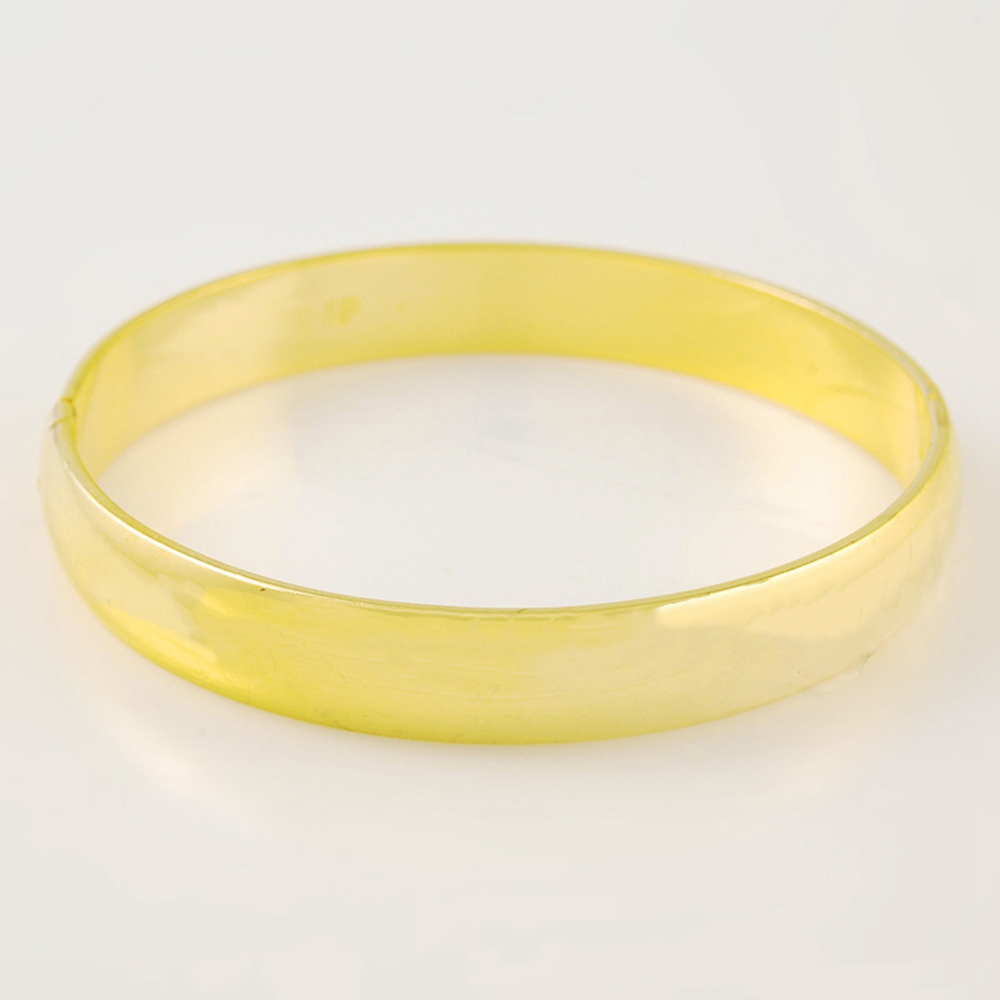 10mm Wide Smooth Flat Women Bangle Openable Bracelet 18k Yellow Gold Filled Trendy Lady Wedding Party Jewelry Gift Dia 60mm