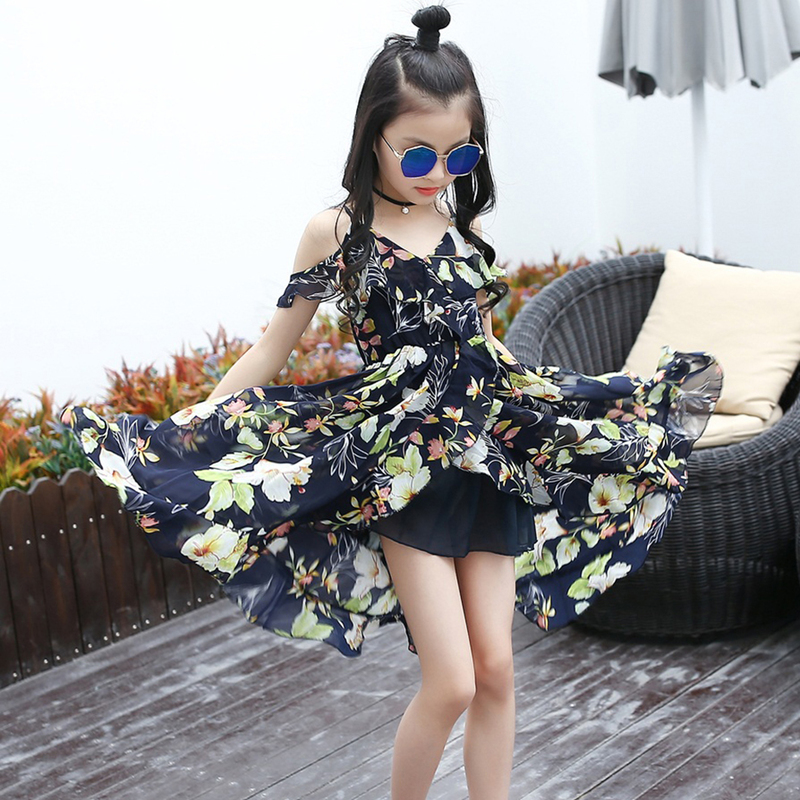 Aixinghao Girls Dress Bohemian Summer Dress For Girls Casual Girls Beach Sundress Teenage Kids Teen Clothes 6 8 10 12 Year 220707