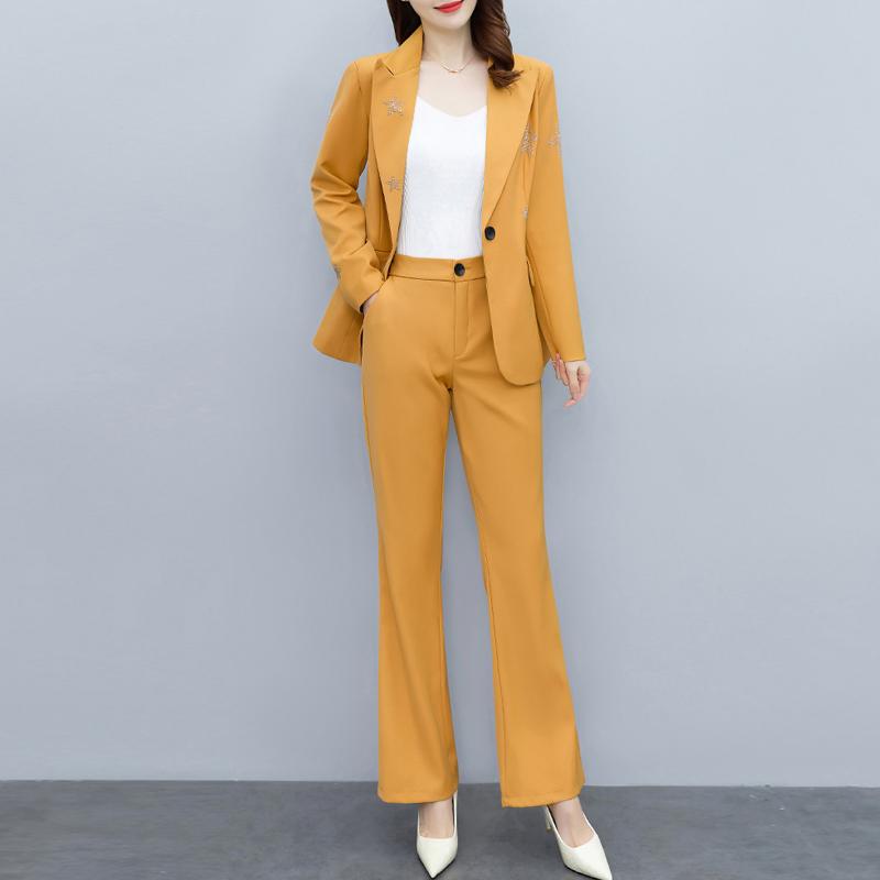 Women's Two Piece Pants Women Jacket Blazer Suit Fashion Casual Ladies Star Pattern 2 Autumn Spring Office Wear Elegant Wide Leg PantsWomen', Black 
Women's Two Piece Pants Women Jacket Blazer Suit Fashion Casual Ladies Star Pattern 2 Autumn Spring Office Wear Elegant Wide Leg PantsWomen', Black
