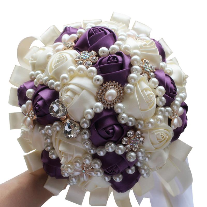Handmade bouquet rhinestone bride holding flowers wedding bouquet wedding supplies 18 cm ramos de novia