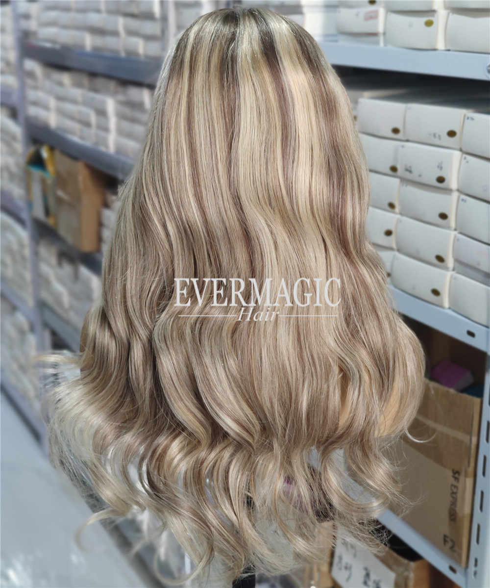 Celebrity Style Balayage 8C60 Color Deep Part Lace Front Wigs Super Natural Hair Line