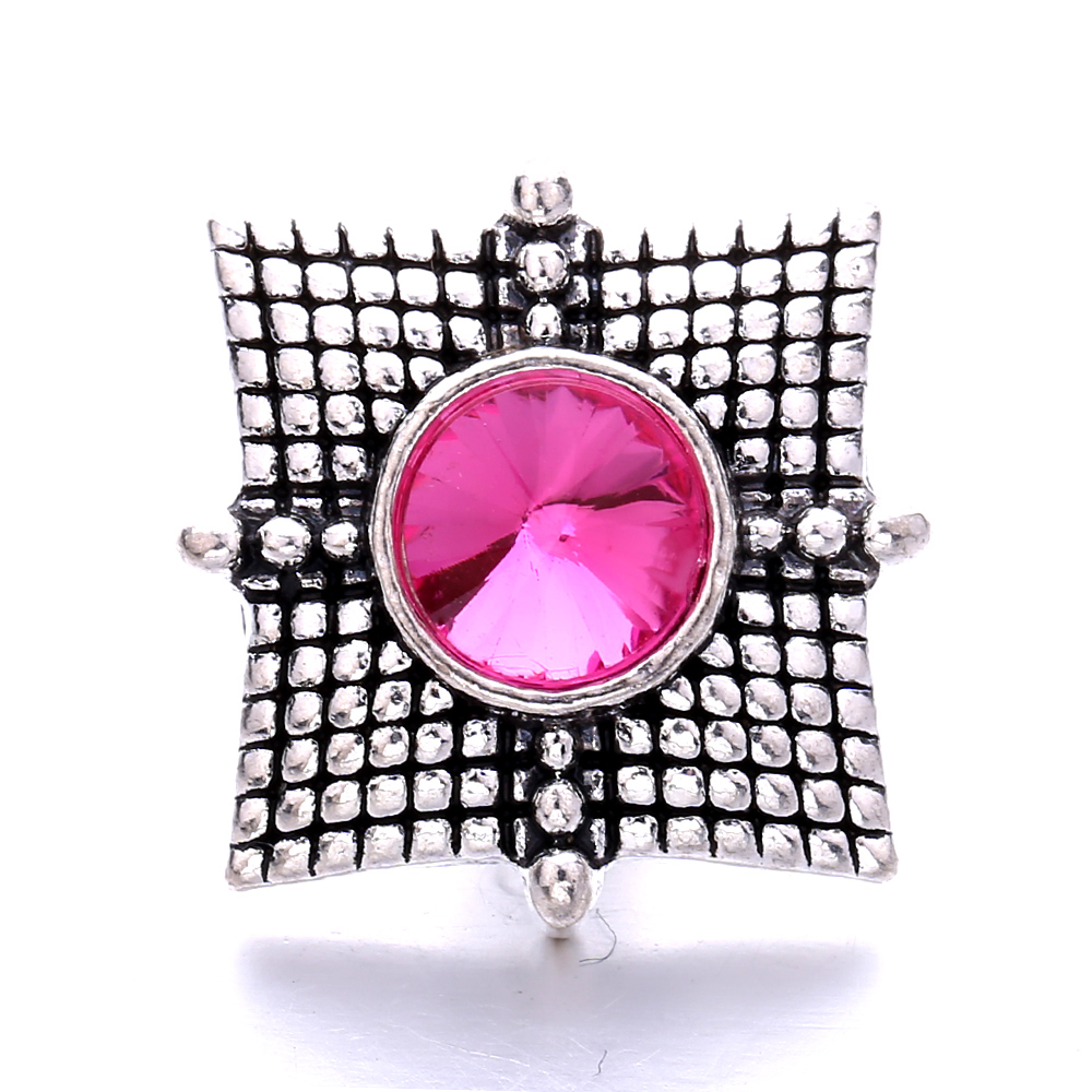Vintage Square Shape Snap Button Clasps Jewelry findings Rhinestone 18mm Metal Snaps Buttons DIY Necklace Bracelet jewelery