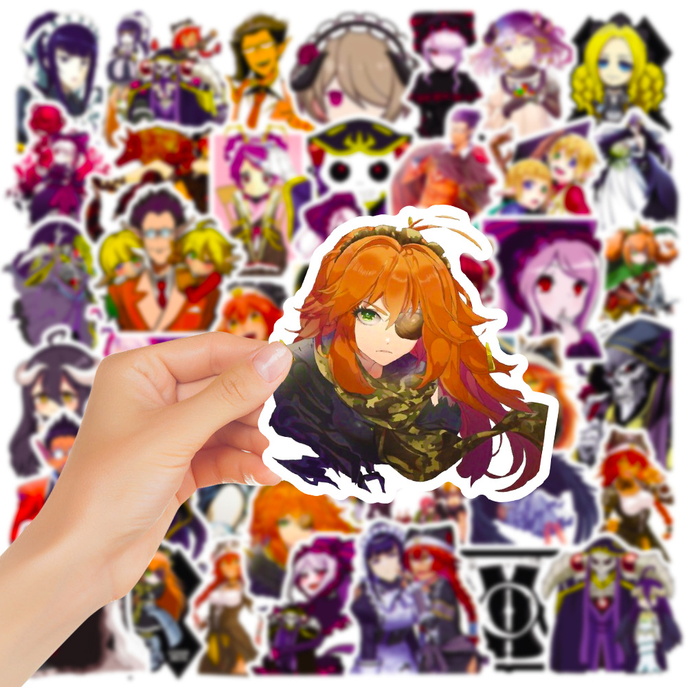 50Pcs Anime Overlord Stickers Momonga Albedo Sticker For Laptop Waterproof Graffiti Skateboard Sticker DIY Toy Decals Motorcycle