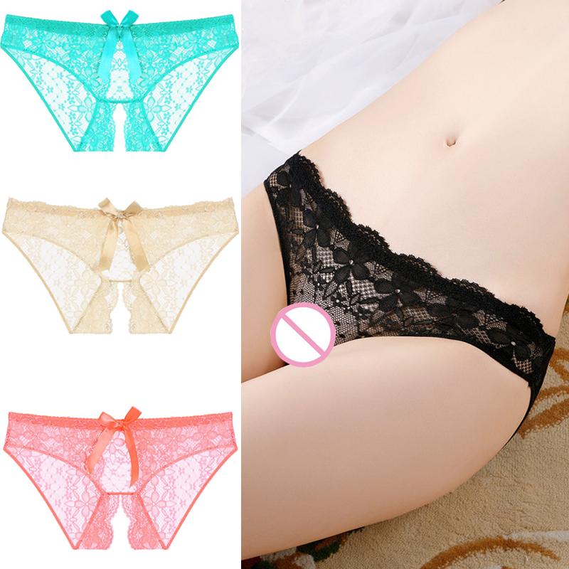 

Women's Panties Women Sensual Transparent Lingerie Female Lace Embroidered Open Crotch Briefs Temptation Sexy Perspective G-StringWomen's