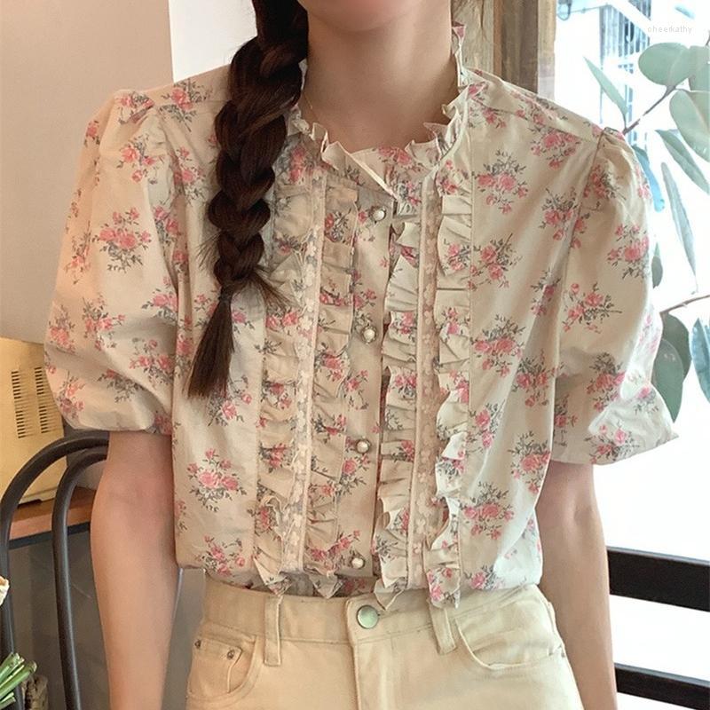 Women's Blouses & Shirts Chic Exquisite Pearl Button Women Summer Sweet Floral Printed Tops Edible Tree Puff Sleeve TopsWomen's Women'sWomen, Photo color
Women's Blouses & Shirts Chic Exquisite Pearl Button Women Summer Sweet Floral Printed Tops Edible Tree Puff Sleeve TopsWomen's Women'sWomen, Photo color