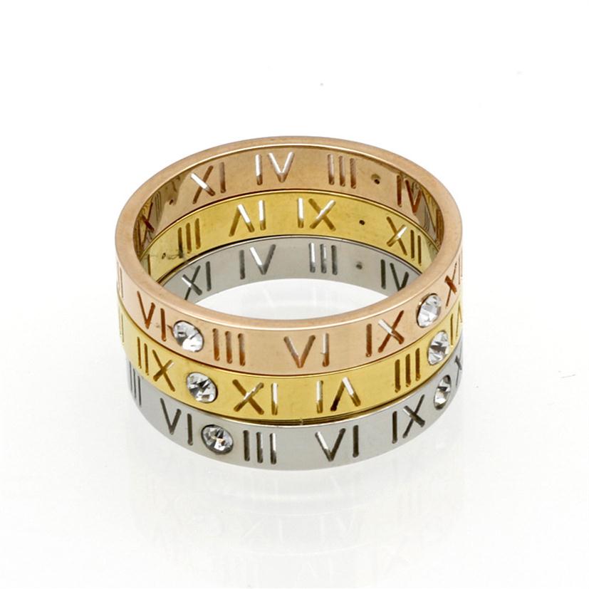 New Full Size 6-10 Rose Gold 18K 4 Diamond Couple Roman numeral Titanium Steel Tail Finger Ring for men and women317d
New Full Size 6-10 Rose Gold 18K 4 Diamond Couple Roman numeral Titanium Steel Tail Finger Ring for men and women317d