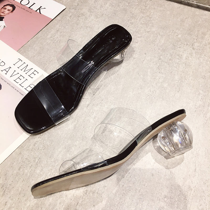 Transparent High Heels Women Square Toe Sandals Summer Shoes Woman Clear High Pumps Wedding Jelly Buty Damskie Heels Slippers 220517