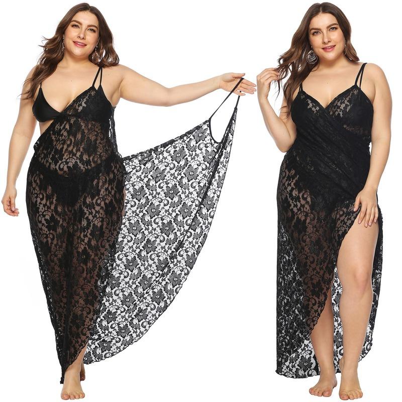 Plus Size Dresses Summer Beach Boho Lace Perspective Cover Up Dress Women Sexy Slip Long Maxi Black Sunscreen Wrap Vestidos
Plus Size Dresses Summer Beach Boho Lace Perspective Cover Up Dress Women Sexy Slip Long Maxi Black Sunscreen Wrap Vestidos