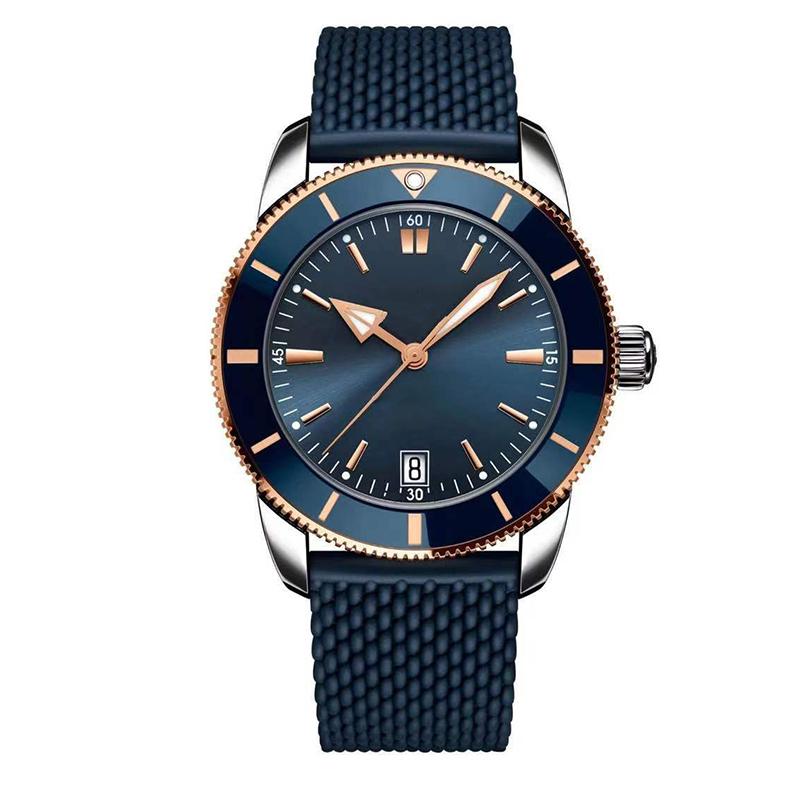 Wristwatches Classic Mens Watch Rose Gold Bezel Automatic Mechanical Movement Blue Dial Sapphire Crystal Rubber Strap Stainless Steel
Wristwatches Classic Mens Watch Rose Gold Bezel Automatic Mechanical Movement Blue Dial Sapphire Crystal Rubber Strap Stainless Steel