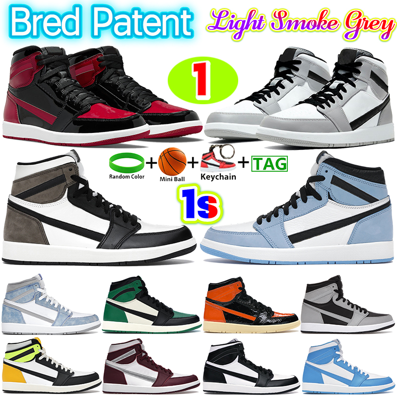 

Fashion 1s basketball shoes 1 Bred Patent Light Smoke Grey University Blue Dark Mocha Men Women Sneakers black white Bordeaux Chicago Pollen UNC Shadow men trainers, 49