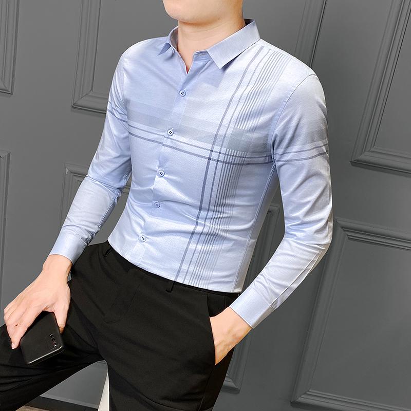 Men's Dress Shirts Arrival Spring Autumn Men Plaid Slim Fit Long Sleeve Design Tops High Quality Handsome Streetwear Clothes W126Men's, Blue
Men's Dress Shirts Arrival Spring Autumn Men Plaid Slim Fit Long Sleeve Design Tops High Quality Handsome Streetwear Clothes W126Men's, Blue