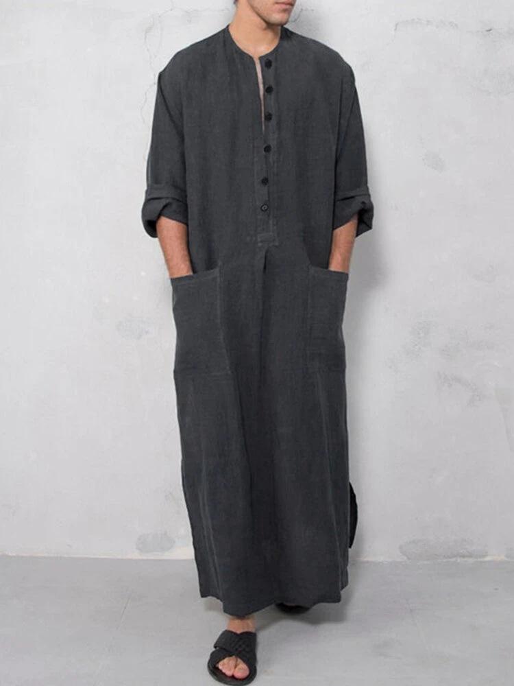 Ethnic Clothing Muslim Fashion Men Robe Loose Stand-up Collar Door Tube Long-sleeved Style Middle Eastern Islamic
Ethnic Clothing Muslim Fashion Men Robe Loose Stand-up Collar Door Tube Long-sleeved Style Middle Eastern Islamic