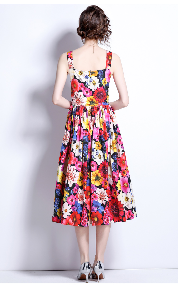 2022 Summer Beach Slip Casual Dress Women's Off Shoulder Backless Floral Print Single Breasted Holiday Vestidos Sexys Mujer Evening Party Dress