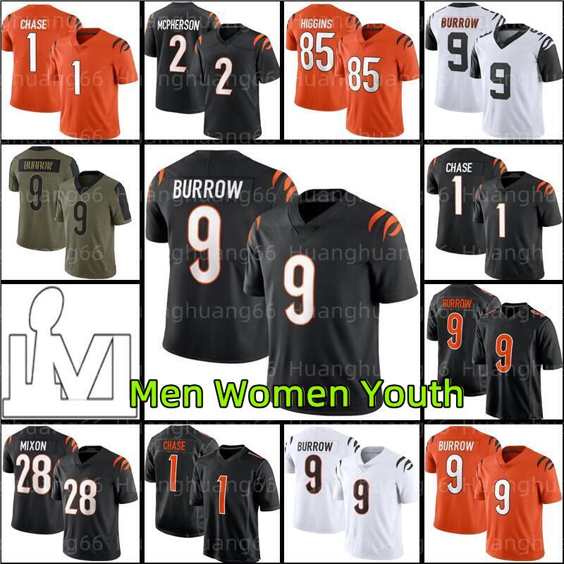 

9 Joe Burrow 1 Ja'Marr Chase Football Jersey Tee Higgins 94 Sam Hubbard Jessie Bates III Mixon 2 Evan McPherson Uzomah Logan Wilson Chidobe Awuzie Vonn Men Women Youth, Men jersey