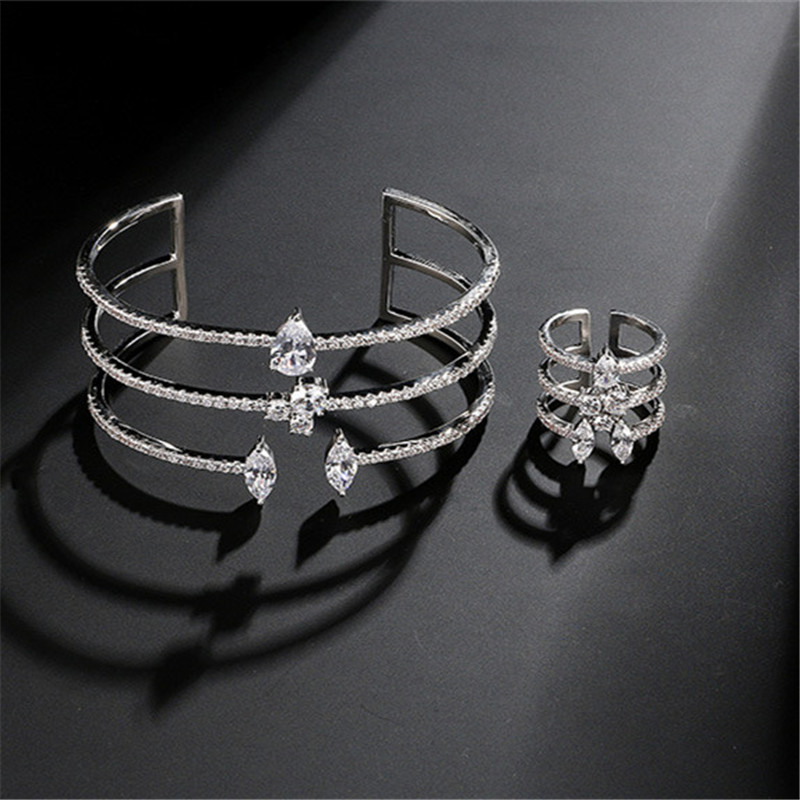 Fashion AAA Cubic Zirconia cuff designer Opening Adjustable love bracelet for woman Luxury Copper Bangle Jewelry Rose Gold Silver Charm Bracelets Gift