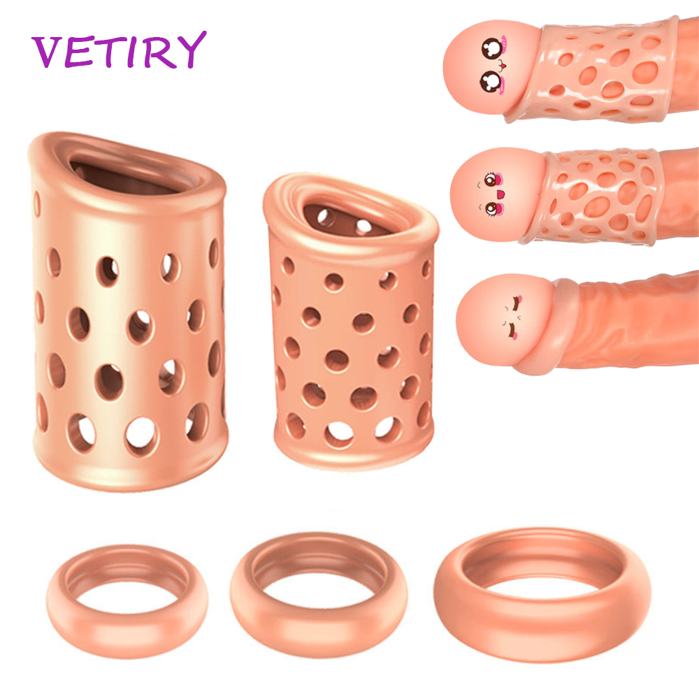 5PCS/Set Foreskin Correction for Men Breathable Penis Rings Cock Delay Ejaculation sexy Toys Adult Male Device