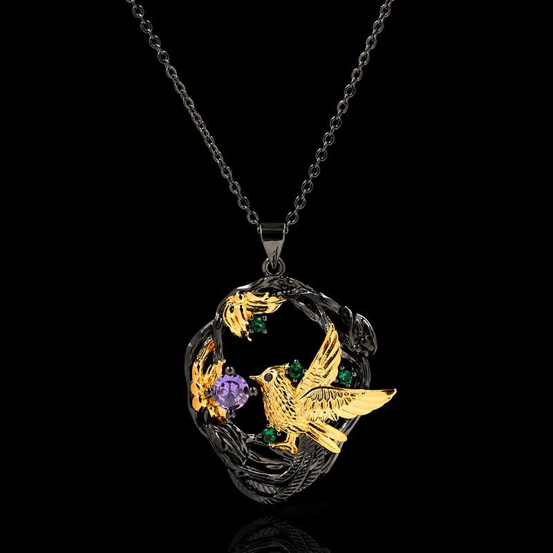 Chains Cute Female Purple Crystal Pendant Necklace Charm Black Gold Chain Necklaces For Women Vintage Flower Bird Wedding NecklaceChains
Chains Cute Female Purple Crystal Pendant Necklace Charm Black Gold Chain Necklaces For Women Vintage Flower Bird Wedding NecklaceChains