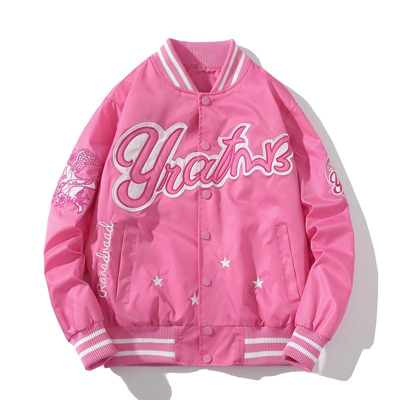 Winter Baseball Letter Embroidery Women Men Vintage Jacket Fashion Hip Hop Varsity Coat Hooded College Couple Clothes