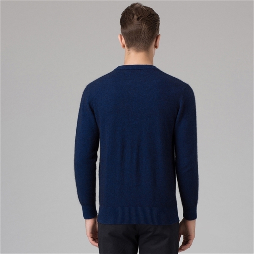 Winter Men Jumper 100% Cashmere and wool Knitted Sweater O-neck Long Sleeve Pullovers Male Sweaters Big size clothes 201203