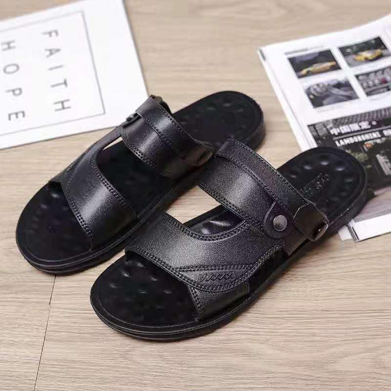 Sandals Leather Men Summer Outdoor Male Footwear Handmade Sewing Original Beach Slippers, Black
Sandals Leather Men Summer Outdoor Male Footwear Handmade Sewing Original Beach Slippers, Black