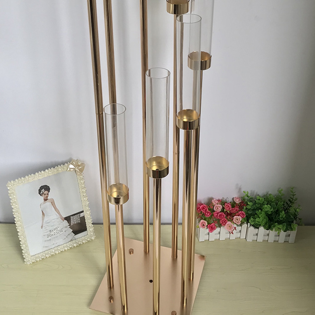 decoration 8 Heads Metal Candelabra Candle Holders Road Lead Table Centerpiece Gold Candelabrum Stand Pillar Candlestick For wedding imake379 XJ260305