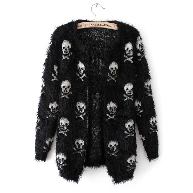 Women's Knits & Tees Ladies Mohair Print Skull Knit Sweater Women Jacket Cardigan Short Outerwear, White
Women's Knits & Tees Ladies Mohair Print Skull Knit Sweater Women Jacket Cardigan Short Outerwear, White